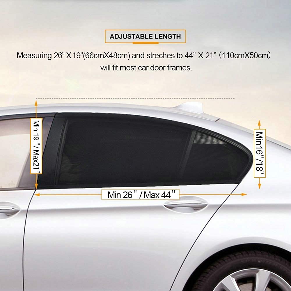PHYLES Tendine Parasole Auto Bambini, Protegge il Bambino, Animali Domestici Contra Raggi UV, Adatto per la Maggior Parte Delle Auto, 2Pcs Parasole Auto (L)