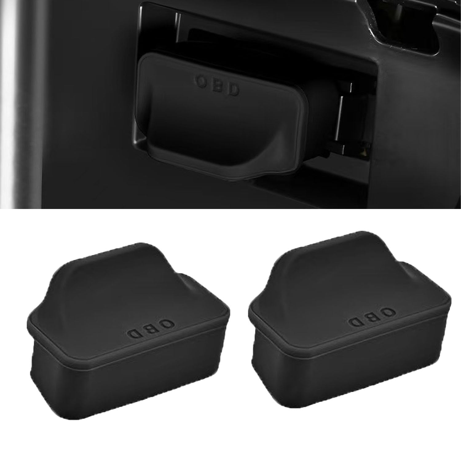 QIZUN OBD2 Port Dust Cover for Leapmotor C10 2024 2025 Diagnostic Socket Cap with Ergonomic Handle Car Detailing Interior Protection Silicone Black 2 Pcs,Black