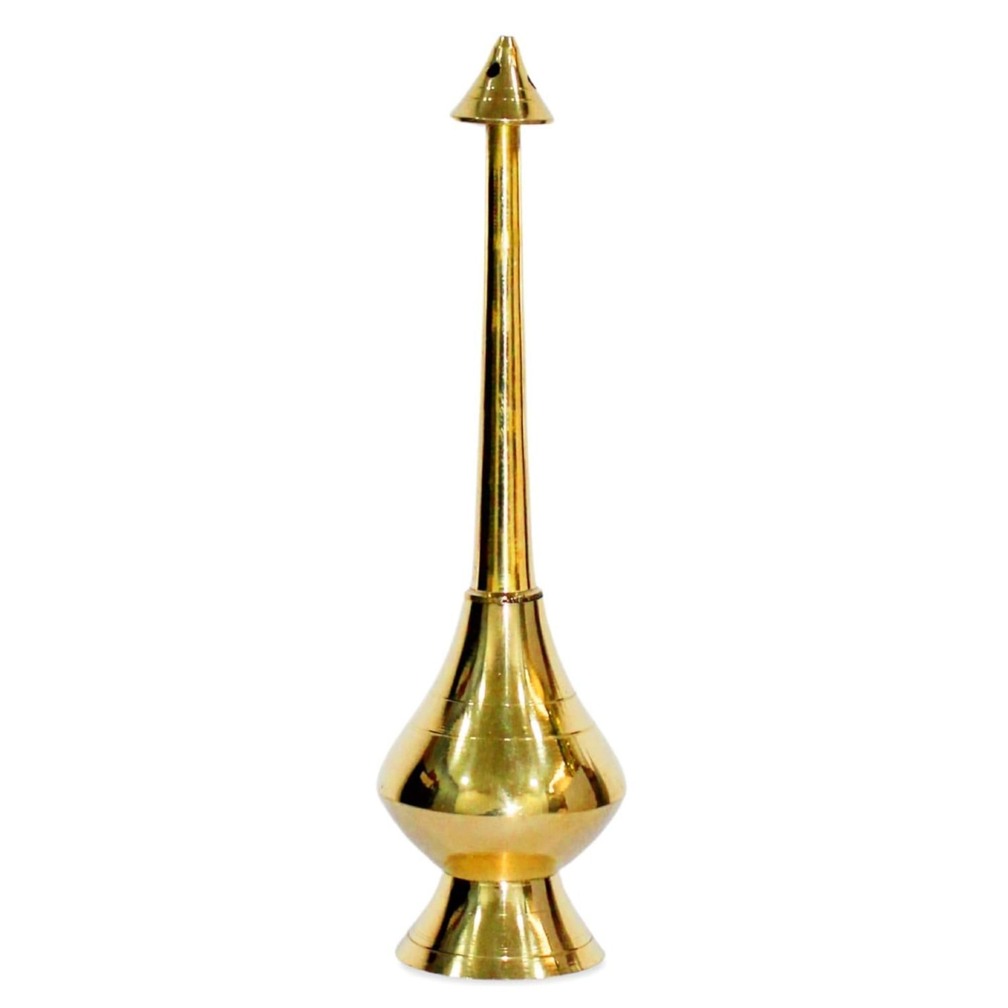 HOME GENIE Traditional Brass Gulab Dhani for Sprinkling Holy Water | Long Neck Indian Rose Water Sprayer for Puja, Welcoming Guests & Ritual Use | Polished Decorative Pot Pack of 1-image-4