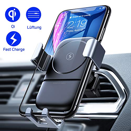 VANMASS Wireless Car Charger, 10W Fast Charging Gravity Car Mount, Air Vent Windshield Dashboard Phone Holder Compatible with iPhone Xs MAX/XS/XR/X/8/8+, Samsung S10/S10+/S9/S9+/S8/S8+/S7, Pixel/LG