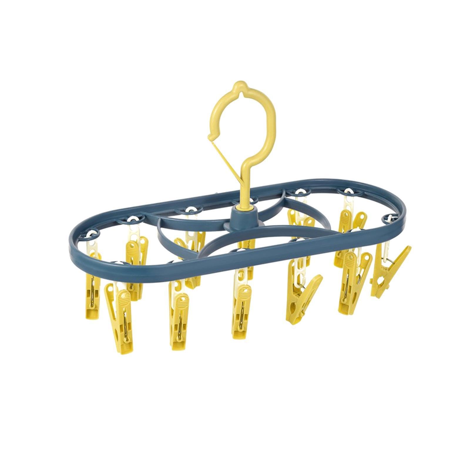TWISAXC Space Saving Windproof Hook For Sock Underwear Hanger Belts Featuring 12 Clips And 360° Rotation 360 ° Rotation Drip Hanger For Drying Pant Sock