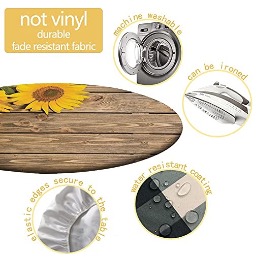 Igoga Sports NY104-0625ZB4-01 Sunflower Round Tablecloth Bohemian Artwork Elastic Edge Fitted Table Cloth thumb #2