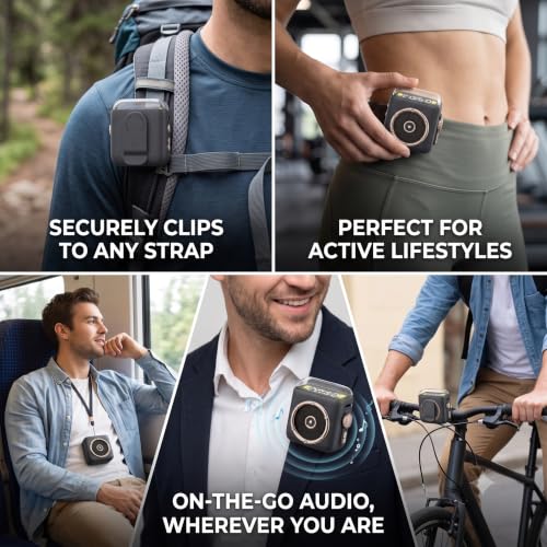 Image of CASON Mini Bluetooth Speaker with Mic,Magnetic Pocket Speakers with Back Clip, Small Wearable Bluetooth Speaker with Clear Sound for Travel, Home & Outdoor Use (Dark Grey)