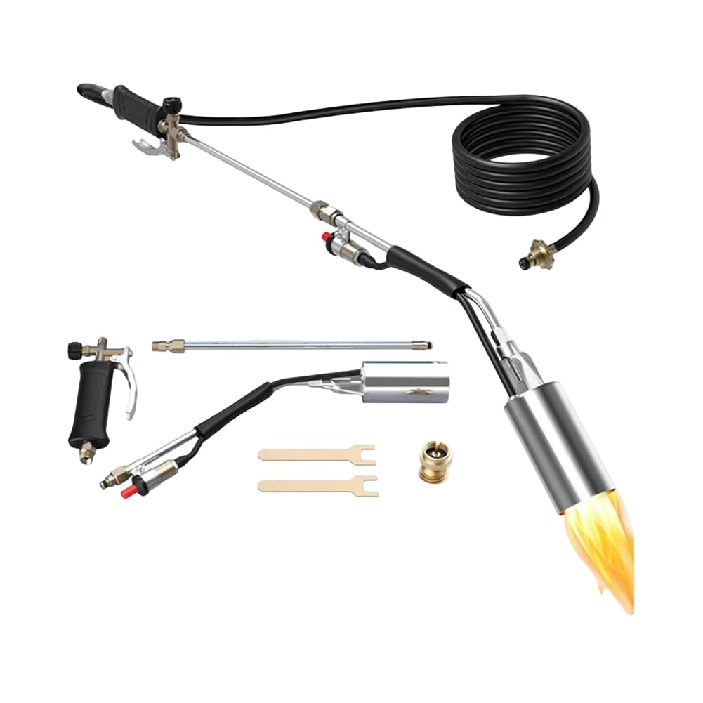 Jnchdghwa Silver & Black For Weed Torch, Propane Torch For Weeding, Flamethrower For Roof Asphalt, Melting Snow- Blow Torch, Professional Grade Garden Tool Burner