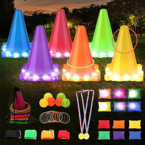 42PCS Carnival Games for Kids with LED Light,Obstacle Course Game...