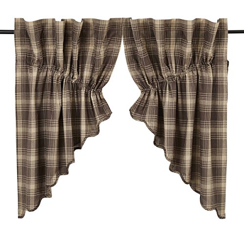 VHC-Brands-Woodland-Brown-Rustic-Kitchen-Curtains-Dawson-Star-Rod-Pocket-Cotton-Drawstring-Ties-Plaid-Prairie-Swag-Pair VHC Brands Woodland Brown Rustic Kitchen Curtains Dawson Star Rod Pocket Cotton Drawstring Ties Plaid Prairie Swag Pair