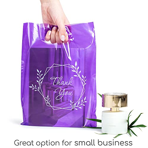 Image of Choice Marts 100 Purple Thank You Bags With Handles 9x12 Merchandise Bags