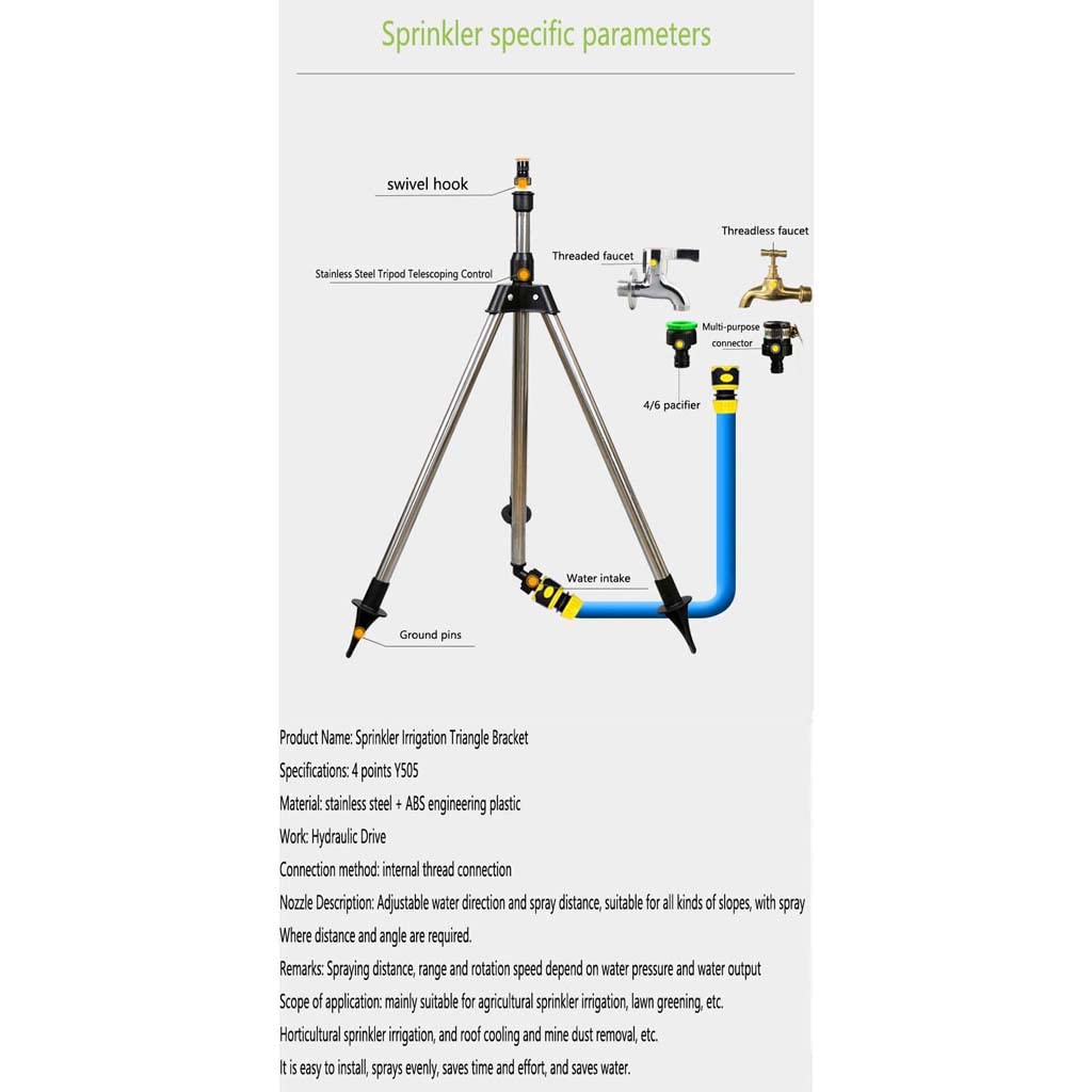 WZX 94 cm Irrigatore Automatico Rotante a 360°, Irrigatore per Prato Irrigatore per Giardino per impieghi gravosi Irrigatore per inverdimento e irrigazione per Prato, Collegamento del Tubo Flessibile
