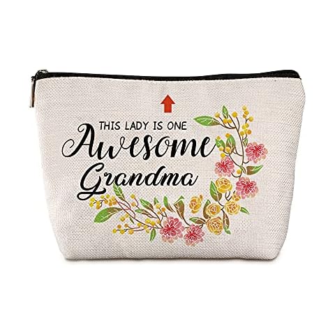 Java Wood Grandma Birthday Gifts This Lady is One Awesome Grandma Travel Zipper Makeup Bag Great Grandma Gift Funny Cosmetic Bag,Grandmother Christmas Gifts from Grandchildren,Xhzb-02 Cover