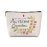 Java Wood Grandma Birthday Gifts This Lady is One Awesome Grandma Travel Zipper Makeup Bag Great Gra