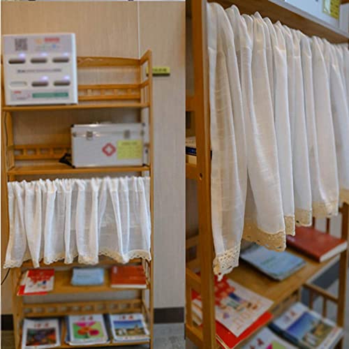 Cortinas de algodón tipo café de 100x40 cm con bolas blancas para baños y cocinas 4