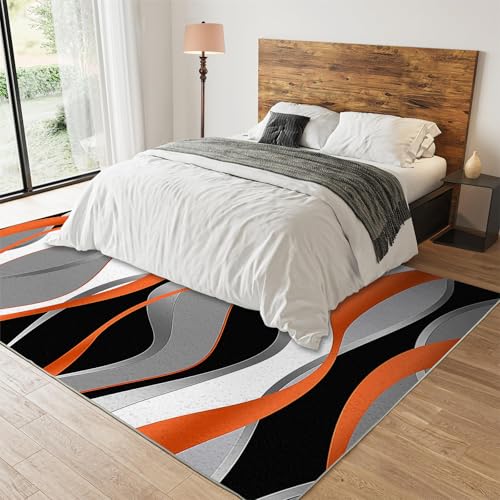 Tapete decorativo rectangular 2x3 ft naranja lavable miniatura 3