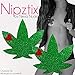 Neva Nude Glorious Green Glitter Weed Leaf Nipztix Pasties Nipple Covers for Festivals, Raves, Parties, Lingerie and More, Medical Grade Adhesive, Waterproof and Sweatproof, Made in USA