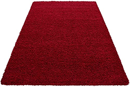 Image of SMALL-EXTRA LARGE THICK, SOFT WITH MODERN DESIGN & NON-SHED SHAGGY (BRIGHT RED, [120 x 170 cm (3 ft 11 inch x 5 ft 7 inch)])