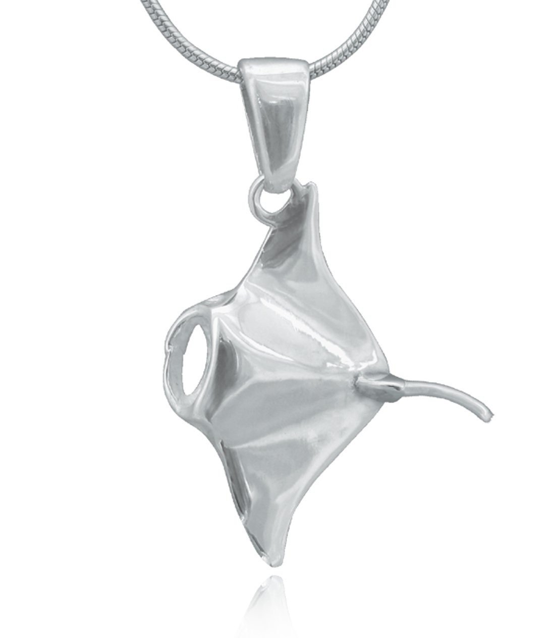 Silver Manta Ray Pendant hallmarked, UK made, Gift Boxed