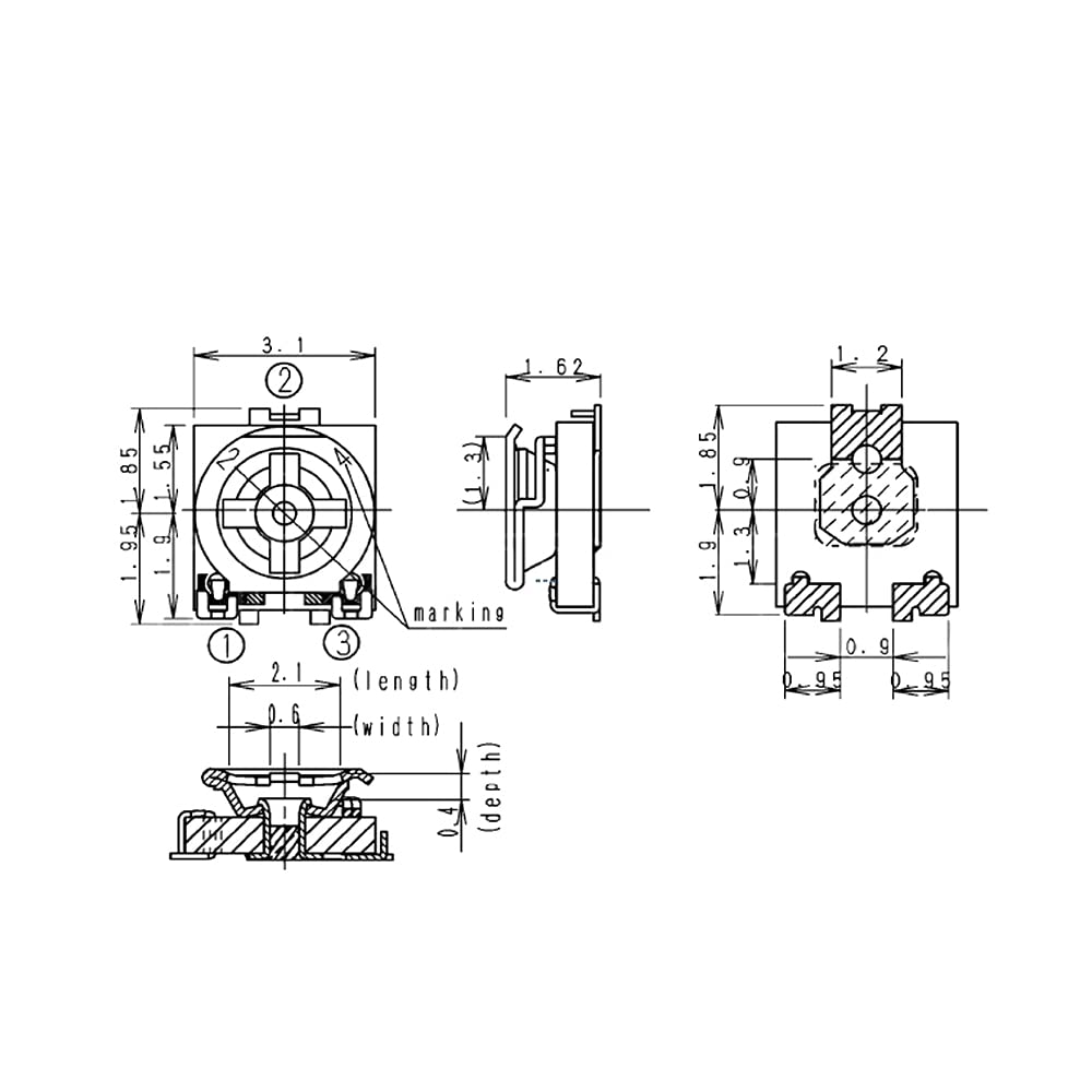 10PCS SMD 3 * 3 Trimmer Resistance Potentiometer Adjustable Variable Resistor,1K Ohm