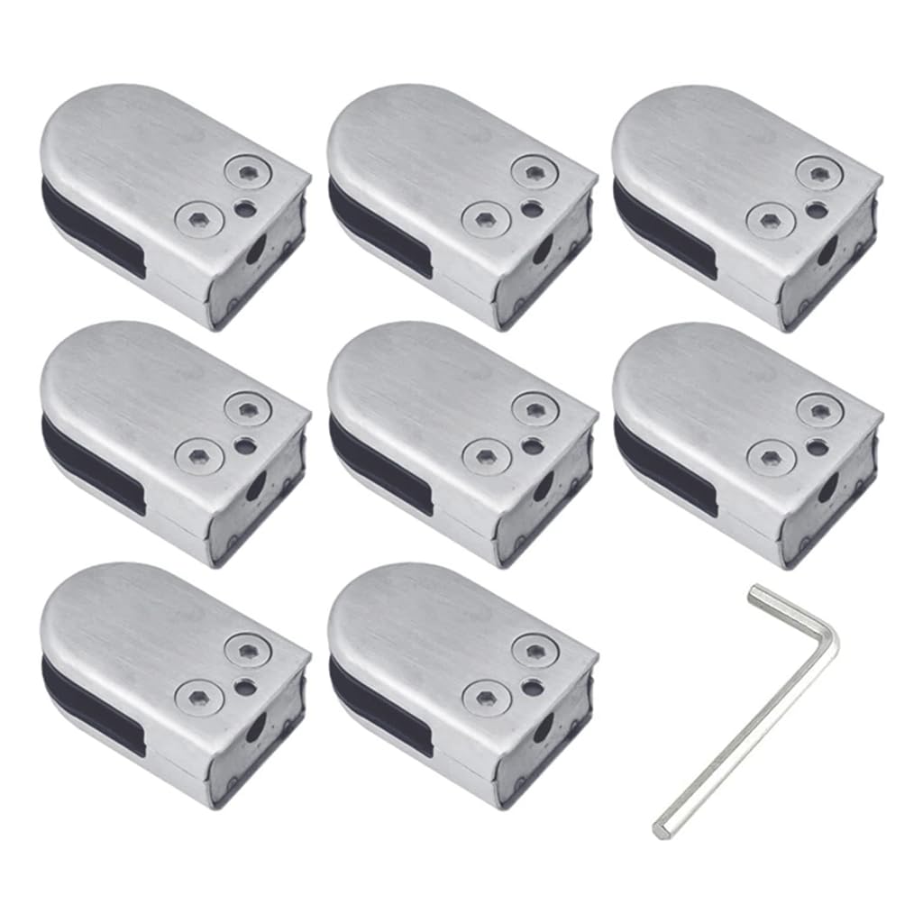 MUYRJLZX Glass Holder 8pcs Glass Clamps Glass Brackets Stainless Steel Glass Floor Clamp Adjustable Glass Shelf Clamp Curved Spigot Clamp Perfect match