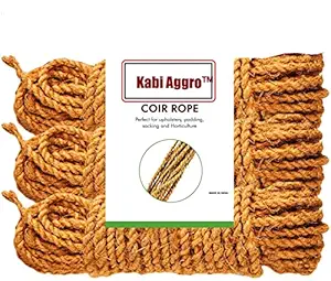 Kabi Aggro Coconut Fiber Coir Rope 40 Feet Length - Pack of 6, 240 Feet for Crafts/Garden/Well/Plant Hanger