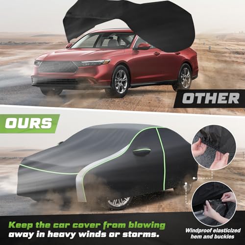 Image of Mixsuper Liner Car Cover for Honda Accord 2001-2026, 7 Layers Waterproof Car Cover Accessories for Honda Accord with Zipper Door, Windproof Straps, Reflective Strips, Anti-UV, All Weather