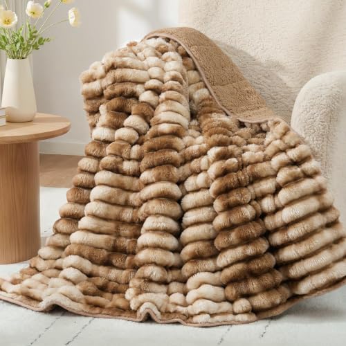Image of Fleece Weighted Blanket for Adults 48 inch x 72 inch 12lbs Soft Blankets, Khaki