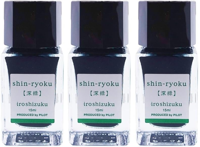 Pilot INK-15-3SHR Lot de 3 cartouches d'encre pour stylo-plume, Color Droplet Mini, 15 ml, vert foncé