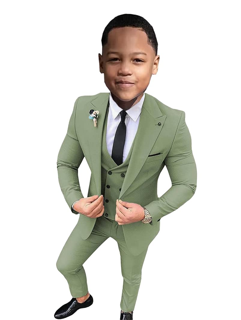 Traje de boda formal para niño, conjunto de trajes de chaqueta y pantalones para niños, traje de un botón, chaqueta de chaleco para niños