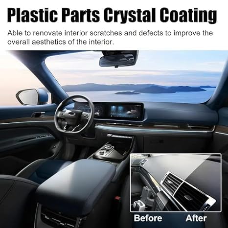 Image of Crystal Coating Restorer and Revitalizing Plastic Parts Agent for Dashboard Trim Interior and Exterior Shiner Polish Cleaner Car Maintenance Accessory