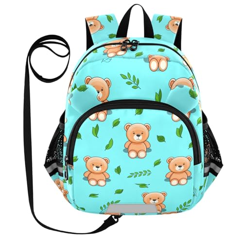 Teddy Bears Leaves Toddler Harness Backpack for Boys Girls 3-6 Years Kids Backpack with Anti Lost Safety Leash Child Leash Backpack for Travel Walking Preschool
