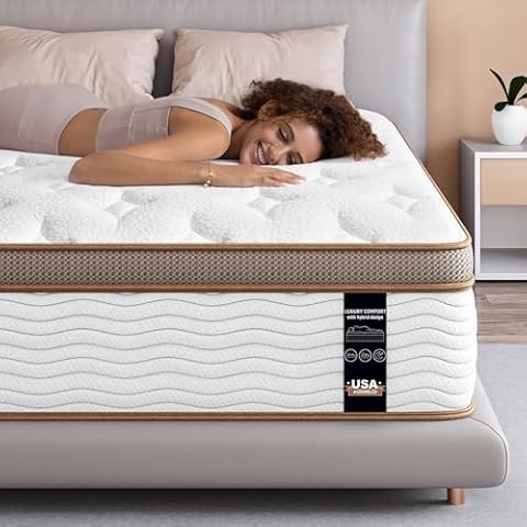 BedStory Queen Mattress - 12 Inch Hybrid Mattress with Individually Wrapped Coils - Pressure Relief and Motion Isolation, Medium Firm Cover