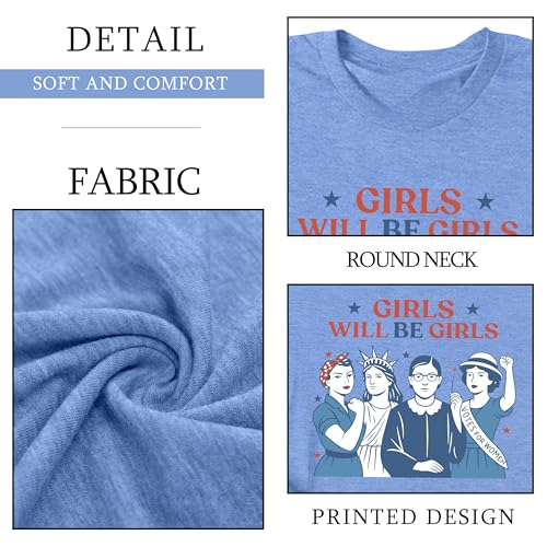 Image of Ithalt Feminist Shirt for Women RBG Graphic T-Shirt Patriotic 4th of July Tees Inspirational Quote Tops