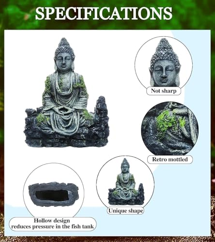 Image of Aquarium Buddha Statue Fish Tank Decoration Zen Buddha Idol Underwater Aquarium Ornament Resin Fish Tank Decor Spiritual Aquarium Showpiece Aquascape Decoration Aquarium Accessories
