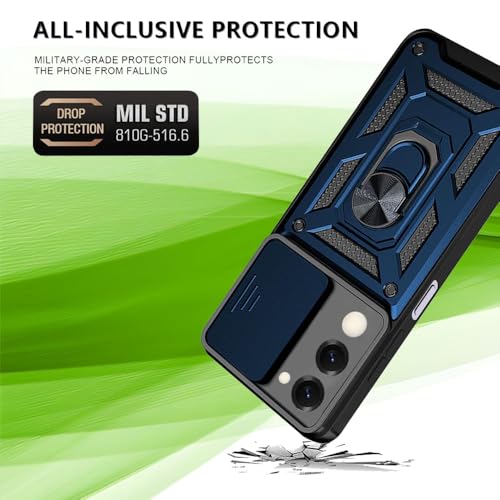 Image of Luxe Back Cover for Vivo T4 Lite 5G / iQOO Z10 Lite 5G / Vivo Y19 5G / Vivo Y19E | D10 Tough Armor Case | Sliding Camera Shield | 360 Protection | Kickstand Ring Holder | Military-Grade Bumper Case