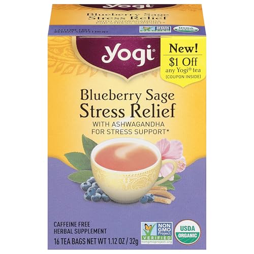 Yogi Teas (Groc), Stress Relief Blueberry Sage Caffeine Free Tea ...