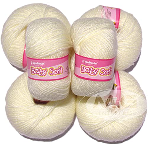 Image of Vard hman 100% Acrylic Wool Cream (10 pc) Baby Wool Wool Ball Hand Knitting Wool /Art Craft Soft Fingering Crochet Hook Yarn, Needle Knitting Yarn Thread Dye EC