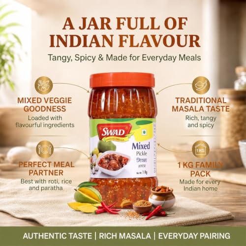 Image of SWAD Delicious and Tangy Mixed Pickle Achar /Mango, Lemon, Green Chillies, Carrot, Kerda Mixed Pickle - 1 Kg