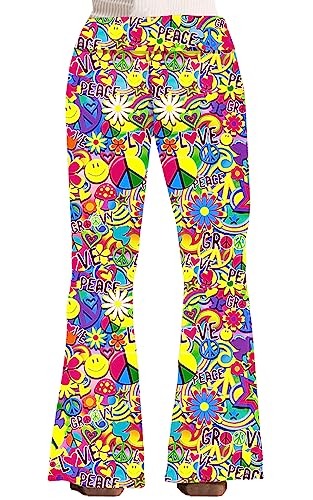 Image of Deerose Girls Halloween Hippie Bell Bottom Pants High Waist Flare Pants 5-14 Years