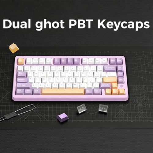 Image of MK INKY75 CNC Aluminum Mechanical Keyboard Triple-Mode Connectivity Gaming Keyboard, 75% Layout Mechanical Keyboard,with Superior Acoustics, Creamy Sounding, RGB /HMX /4000mAh(Dream Lavender)
