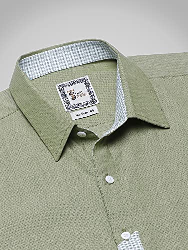 Image of SHIRT THEORY Green Solid Cotton Full Sleeves Casual Shirt for Men II Premium Cotton Shirt II Stylish Shirt for Men II Men Casual Shirt II Luxury Shirts ||
