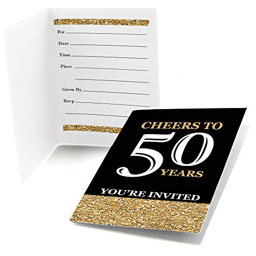 Big Dot of Happiness Adult 50th Birthday - Gold - Fill-in Birthday Party