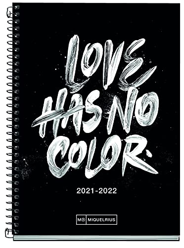 MIQUELRIUS - Agenda scolaire 2021-2022 - Dimensions PLUS 15 x 21,3 cm - Jour Page - Teen Color Love - Langue catalan Cover