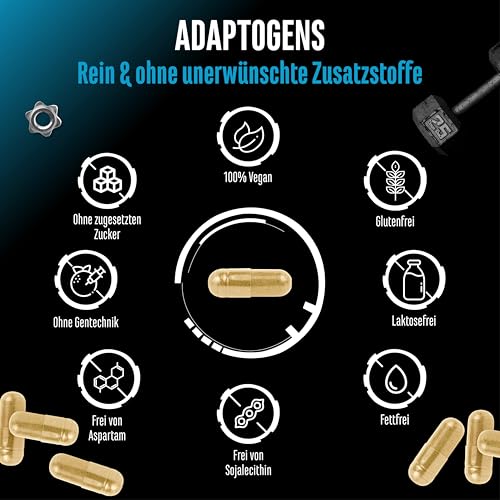 Adaptogene Komplex - Antistress & Relax Support mit Shoden® Ashwagandha, Reishi, Ginseng, Passionsblumen, Rosenwurz Extrakt - Magnesium - Vegan - 120 Kapseln