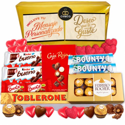 Lote Corazón Regalo Dulce con Bombones Chocolates y Caja Roja