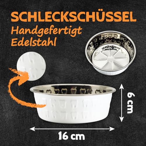 QCHEFS Glückskiste NAPF für Hunde, Schleck Napf + Aufbewahrung Box für Zahnpflege Leckerlie mit Starterset Zahnpflege bei Mundgeruch und als Zahnsteinentferner