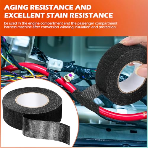 Image of Wire Harness Automotive Tape Self-Adhesive Wiring Harness Cloth Electrical Tape 1 Inch x 30 Feet Car Insulated Wire Loom Tape for Automotive Engine Insulation Protection 6 Rolls