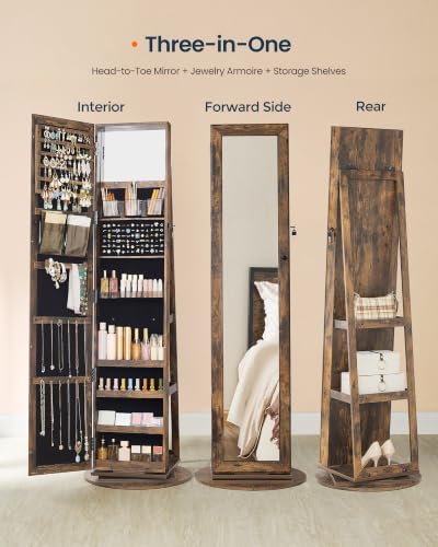 Image of SONGMICS HOME Standing Jewelry Cabinet, Full Length Mirror with Storage