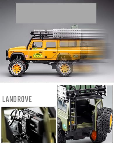 Image of 1:28 Scale Die-Cast Metal Camel Trophy Defender with 6 Openable Doors,Music,Lights & Pull Back Action【3 Yrs & Up】【Pack of 1】 (Yellow)