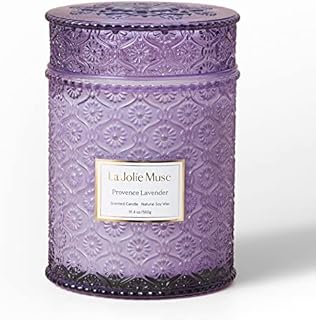 LA JOLIE MUSE Lavender Candle, Candles Gifts for Women, Aromatherapy Candle, Wood Wicked Large Scented Candle, 19.4 Oz