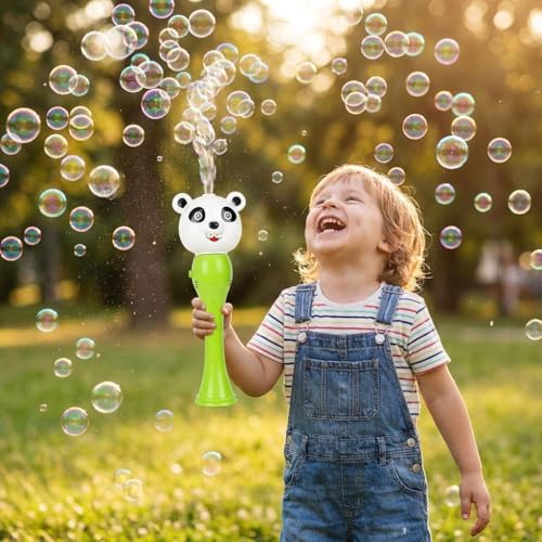 Image of Hamleys Panda Bubble Blower Toy with 1 Refill Bubble Solution | Bubble Play Toy for Fun Indoor /Outdoor Bubble Machine for Kids 3Y+ | Perfect for Birthday Parties & Summer Outdoor Fun or Party, Green