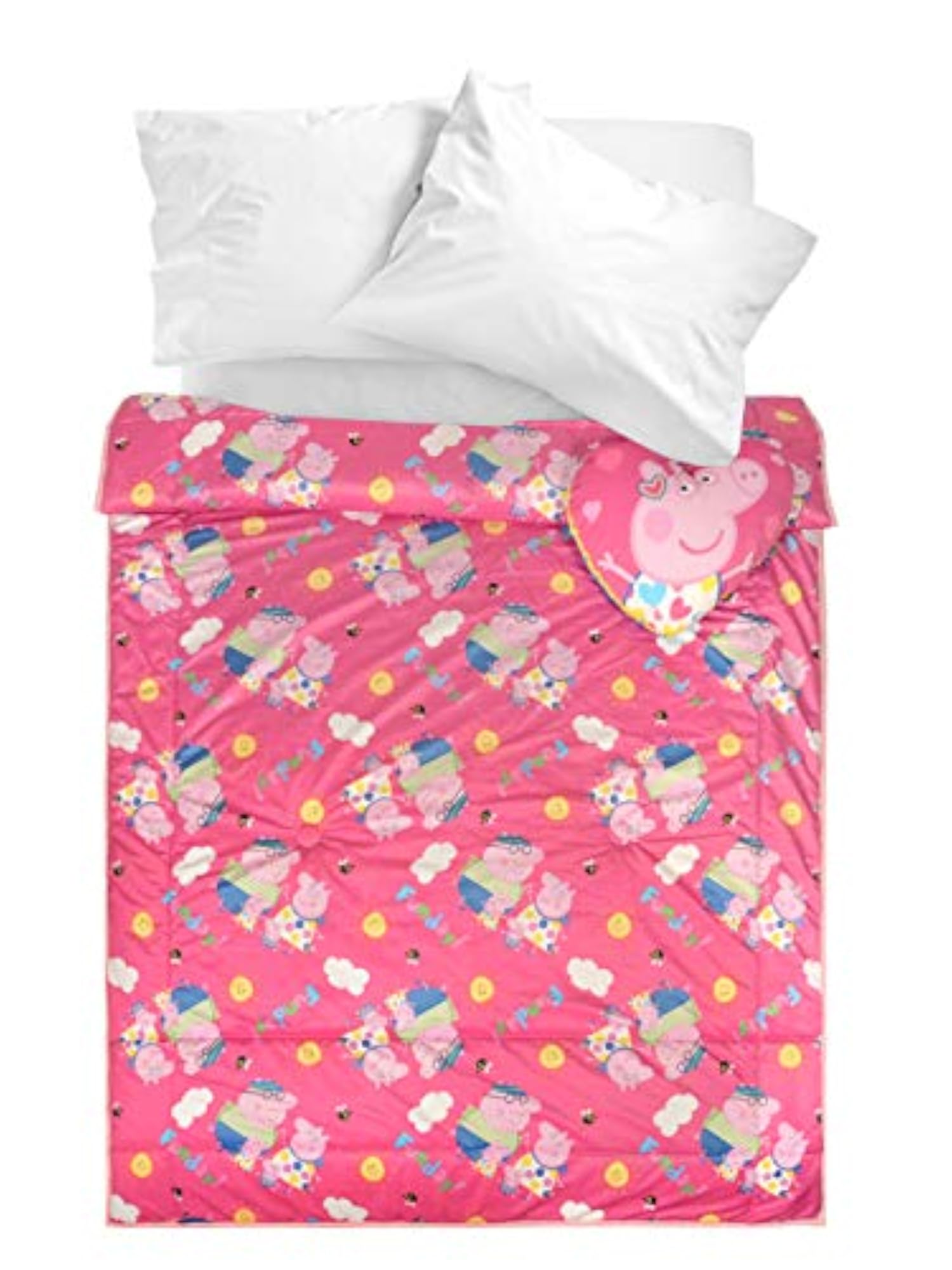 Peppa Pig Velvet & Cotton AC Quilt with Cushions, Pink