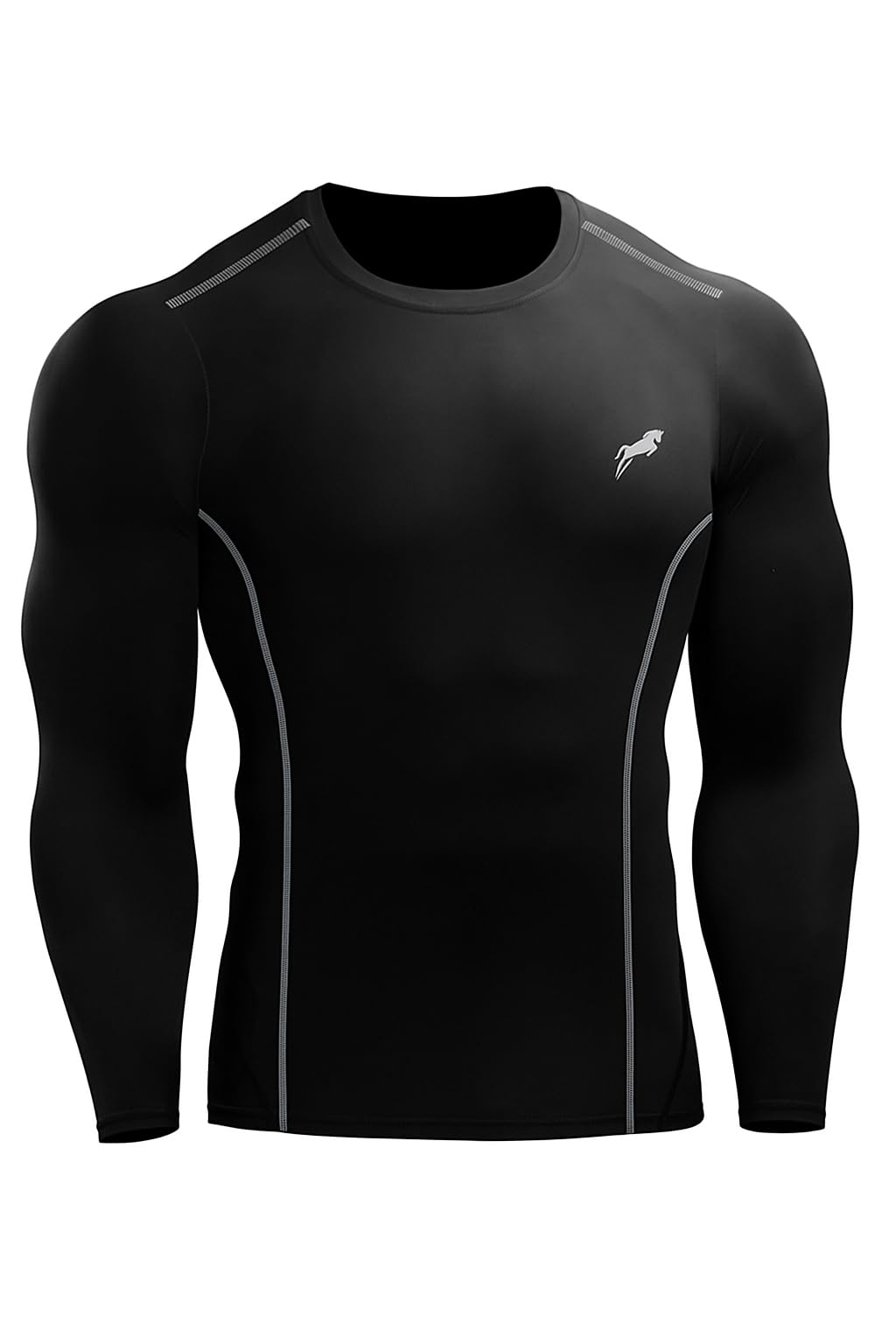 Full Sleeve Compression T-Shirt - Athletic Base Layer Tights for Fitness (in, Alpha, 2XL, Regular, Black & Grey)-image-35